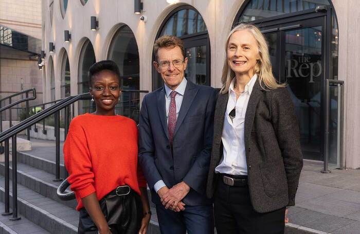 Birmingham Rep deputy artistic director Madeleine Kludje, chair Andy Street and chief executive Rachael Thomas. Photo: Kris Askey Birmingham Rep deputy artistic director Madeleine Kludje, chair Andy Street and chief executive Rachael Thomas. Photo: Kris Askey