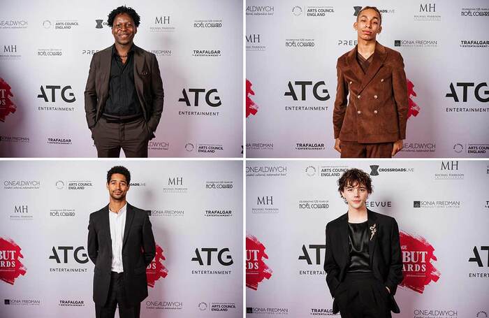 Clockwise from top left: Toheeb Jimoh, Jeevan Braich, Jack Wolfe and Alfred Enoch at The Stage Debut Awards 2024. Photos: Alex Brenner