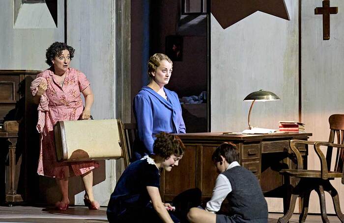 Ailish Tynan, Eleanor Dennis, Victoria Nekhaenko and Jerry Louth in English National Opera's The Turn of the Screw at London Coliseum. Photo: Manuel-Harlan