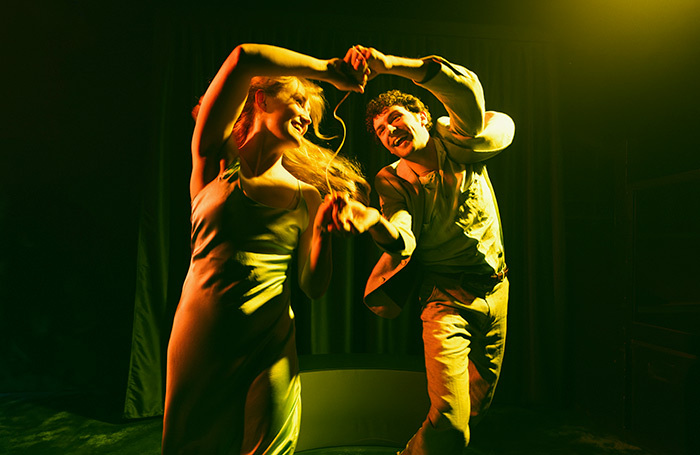 Eve Ponsonby and Keaton Guimar&atilde;es-Tolley in Eurydice at Jermyn Street Theatre, London. Photo: Alex Brenner