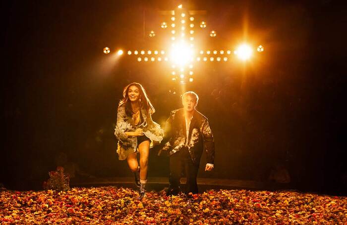 Rachel Zegler and Kit Connor in Romeo + Juliet at Circle in the Square, New York. Photo: Matthew Murphy/Evan Zimmerman