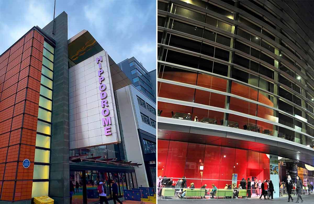 Birmingham Hippodrome (photo: 4kclips/Shutterstock) and Leicester's Curve
