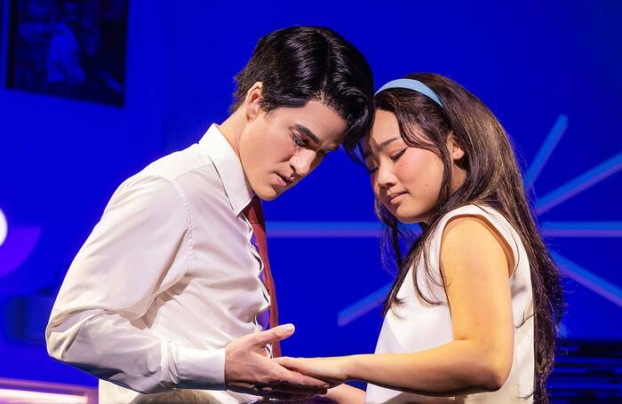 Darren Criss and Helen J Shen in Maybe Happy Ending at the Belasco Theatre, New York. Photo: Matthew Murphy/Evan Zimmerman