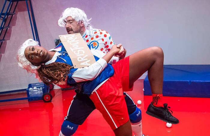 Jessica Enemokwu and Joe Boylan in The Glorious French Revolution at New Diorama Theatre, London. Photo: Tristram Kenton