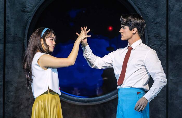 Helen J Shen and Darren Criss in Maybe Happy Ending at the Belasco Theatre, New York. Photo: Matthew Murphy and Evan Zimmerman