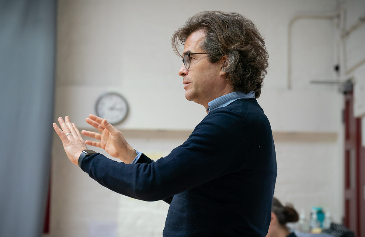 Rupert Goold in rehearsals for The 47th at the Old Vic, London, in 2022. Photo: Marc Brenner