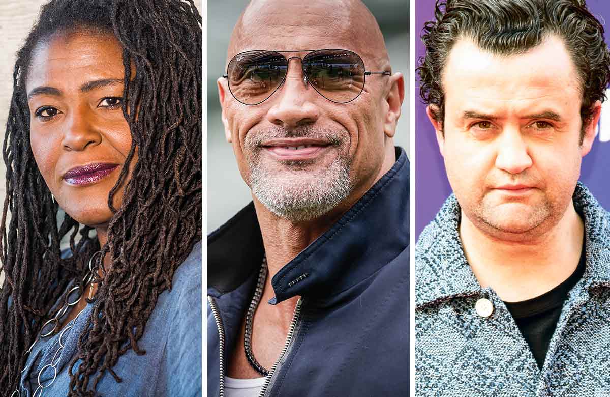 Sharon D Clarke, Dwayne &lsquo;the Rock&rsquo; Johnson and Daniel Mays. Photos: Tristram Kenton/Shutterstock