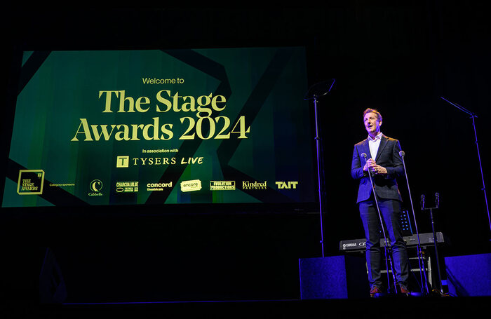 Deputy editor Matthew Hemley presents the The Stage Awards 2024 sponsored by Tysers Live. Photo: David Monteith-Hodge