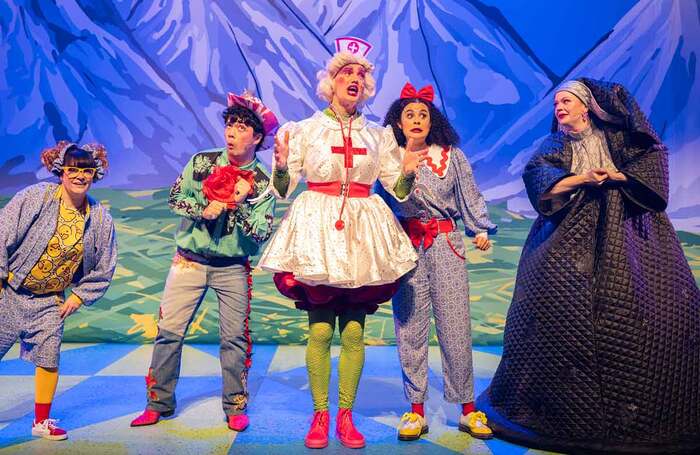 The cast of Snow White at Macrobert Arts Centre, Stirling. Photo: Tommy Ga-Ken Wan The cast of Snow White at Macrobert Arts Centre, Stirling. Photo: Tommy Ga-Ken Wan