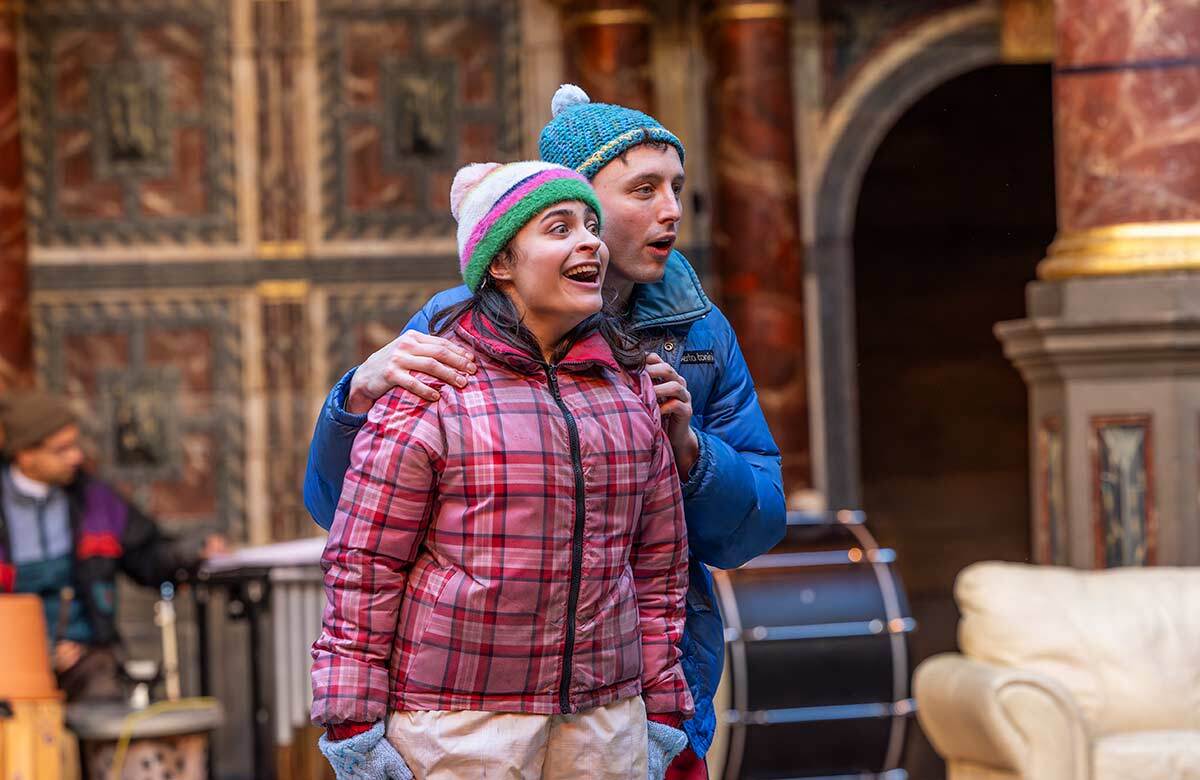Yasemin Özdemir and Ned Costello in Hansel and Gretel at Shakespeare's Globe, London. Photo: Ellie Kurttz Yasemin Özdemir and Ned Costello in Hansel and Gretel at Shakespeare's Globe, London. Photo: Ellie Kurttz