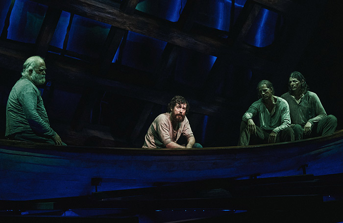 Wayne Duvall, John Gallagher Jr, Stark Sands and Adrian Blake Enscoe in Swept Away. Photo: Emilio Madrid