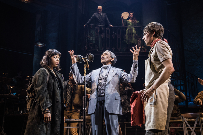 Eva Noblezada, Andre De Shields and Reeve Carney in the original Broadway production of Hadestown. Photo by Matthew Murphy