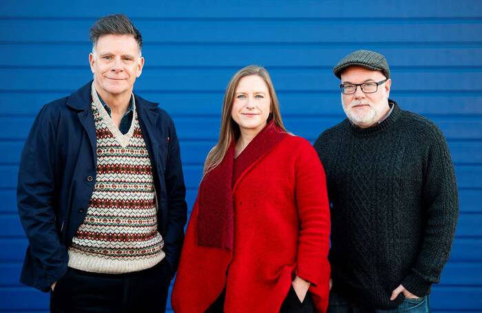 Ricky Ross, Frances Poet and Dominic Hill, the creative team behind Citizens Theatre’s Small Acts of Love. Photo: Tommy Ga-Ken Wan