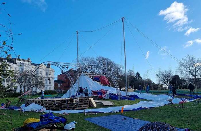 Stiltskin&rsquo;s big-top tent had its roof torn off by Storm Darragh