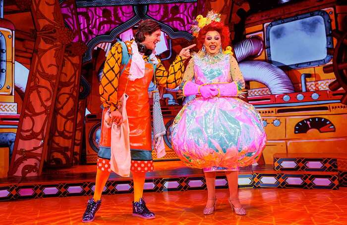 Vernon Kay and La Voix in Aladdin at the High Wycombe Swan, Berkshire. Photo: Matt Martin