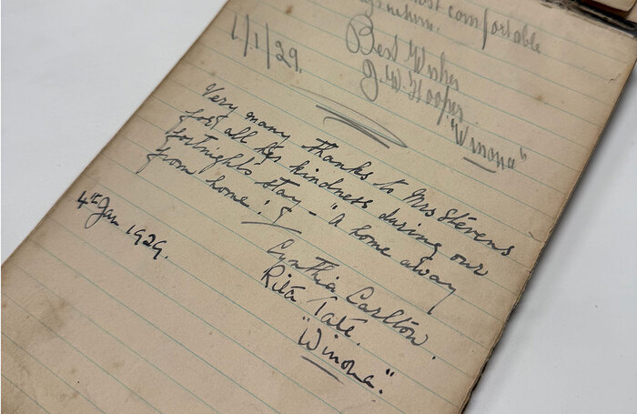 The hotel guest book holds the signatures of two actors believed to have performed in the first ever production at Southampton's Mayflower Theatre. Photo: Mayflower Theatre