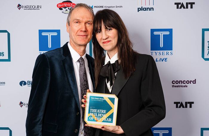 Dylan McNeil and Zina Drouche at The Stage Awards 2025. Photo: Alex Brenner