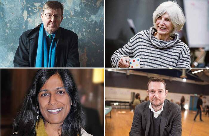 Clockwise from top left: Alan Bennett, Caryl Churchill, David Greig and Lolita Chakrabarti, who have all written dramas for BBC Radio 3. Photos: Marc Brenner (Caryl Churchill); Aly Wight (David Greig); Paul Clapp (Lolita Chakrabarti)