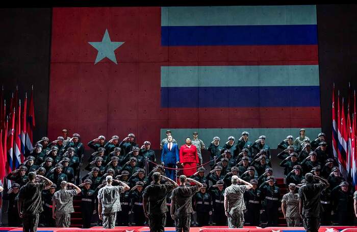 George Andguladze and Raehann Bryce-Davis (centre) in Aida at Royal Opera House, London. Photo: Tristram Kenton