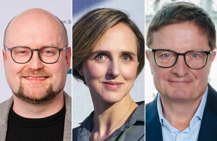 Michael Harrison of Michael Harrison Entertainment, Tamara Harvey of the RSC and Alex Beard of the Royal Ballet and Opera. Photos: Alex Brenner/Seamus Ryan/Helen Murray