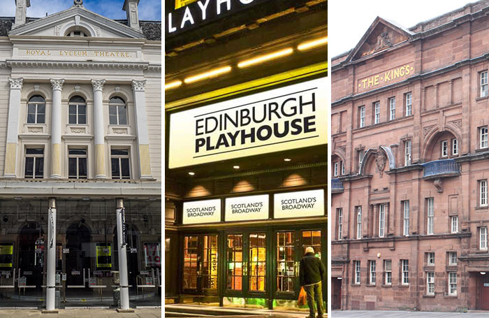 Edinburgh's Lyceum Theatre and Playhouse, and King's Theatre in Glasgow were among venues that cancelled performances due to Storm Eowyn. Photos: Shutterstock