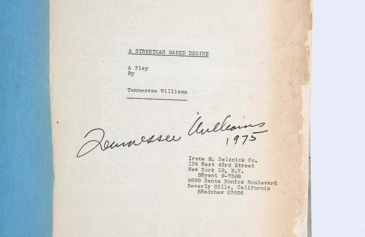 Rare books dealer unveils theatre treasures including signed Streetcar script