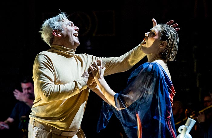 Oliver Gibbs and Mae Heydorn in Das Rheingold by Regents Opera at York Hall, London. Photo: Steve Gregson Oliver Gibbs and Mae Heydorn in Das Rheingold by Regents Opera at York Hall, London. Photo: Steve Gregson