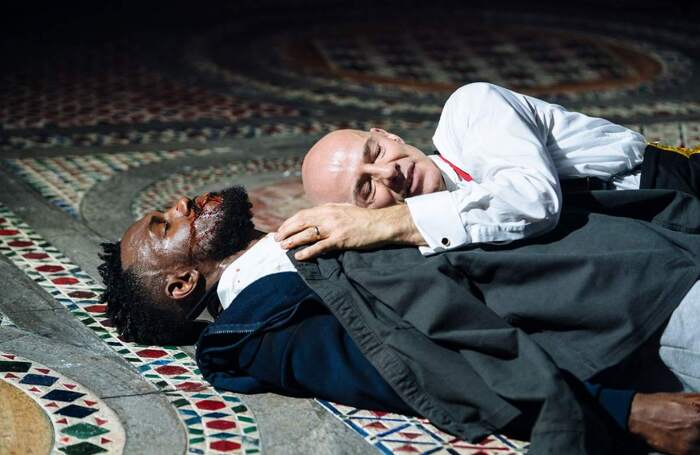 Eloka Ivo and Daniel Evans in Edward II at the Swan Theatre, Stratford-upon-Avon. Photo: Helen Murray
