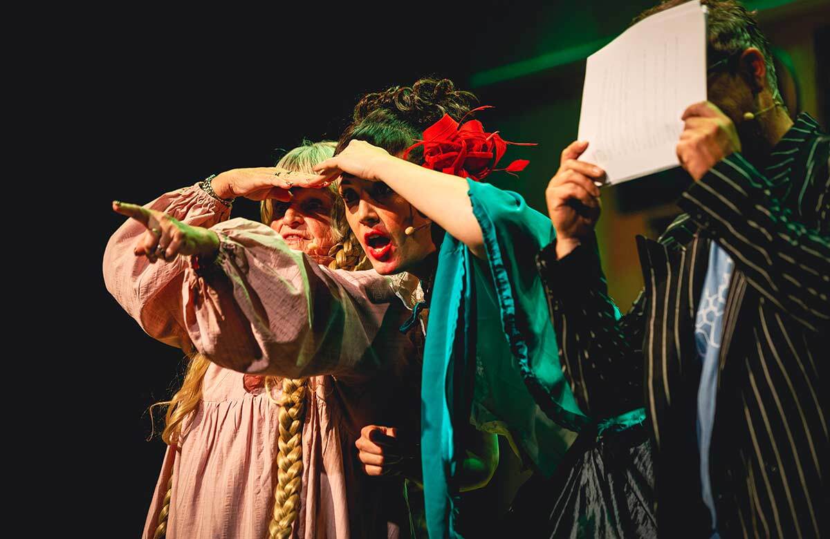 Say It Again, Sorry? production ...Earnest?. Photo: Greg Goodale/Greg Veit Photography Say It Again, Sorry? production ...Earnest?. Photo: Greg Goodale/Greg Veit Photography