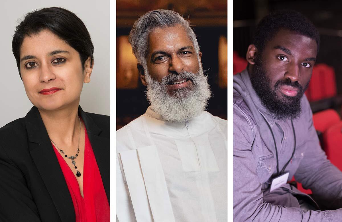 Shami Chakrabarti, Keith Khan and Corey Campbell. Photos: Rebecca Miller/Mark Senior/Nicola Young