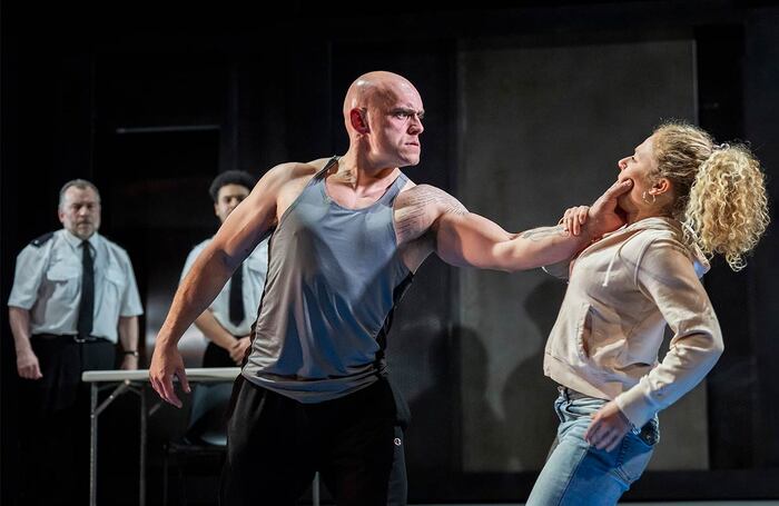 Samuel Edward-Cook and Sally Messham in Manhunt at Royal Court Theatre, London. Photo: Tristram Kenton