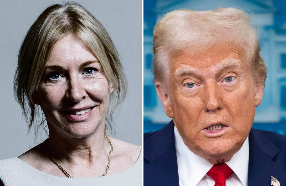 Former culture secretary Nadine Dorries and President Donald Trump. Photos: Chris McAndrew/Shutterstock