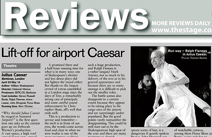 Clipping from the April 28, 2005 edition of The Stage