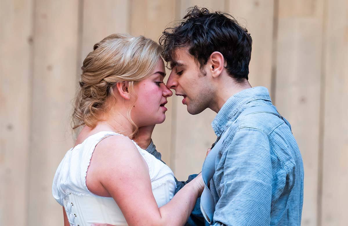 Lola Shalam and Rawaed Asde in Romeo and Juliet at Shakespeare's Globe, London. Photo: Tristram Kenton