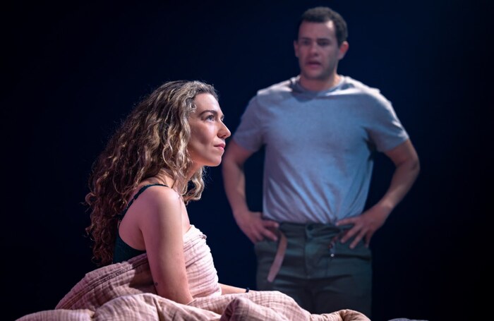 Olivia Lindsay and Julian Moore Cook in Conversations After Sex at Park Theatre, London. Photo: Jake Bush