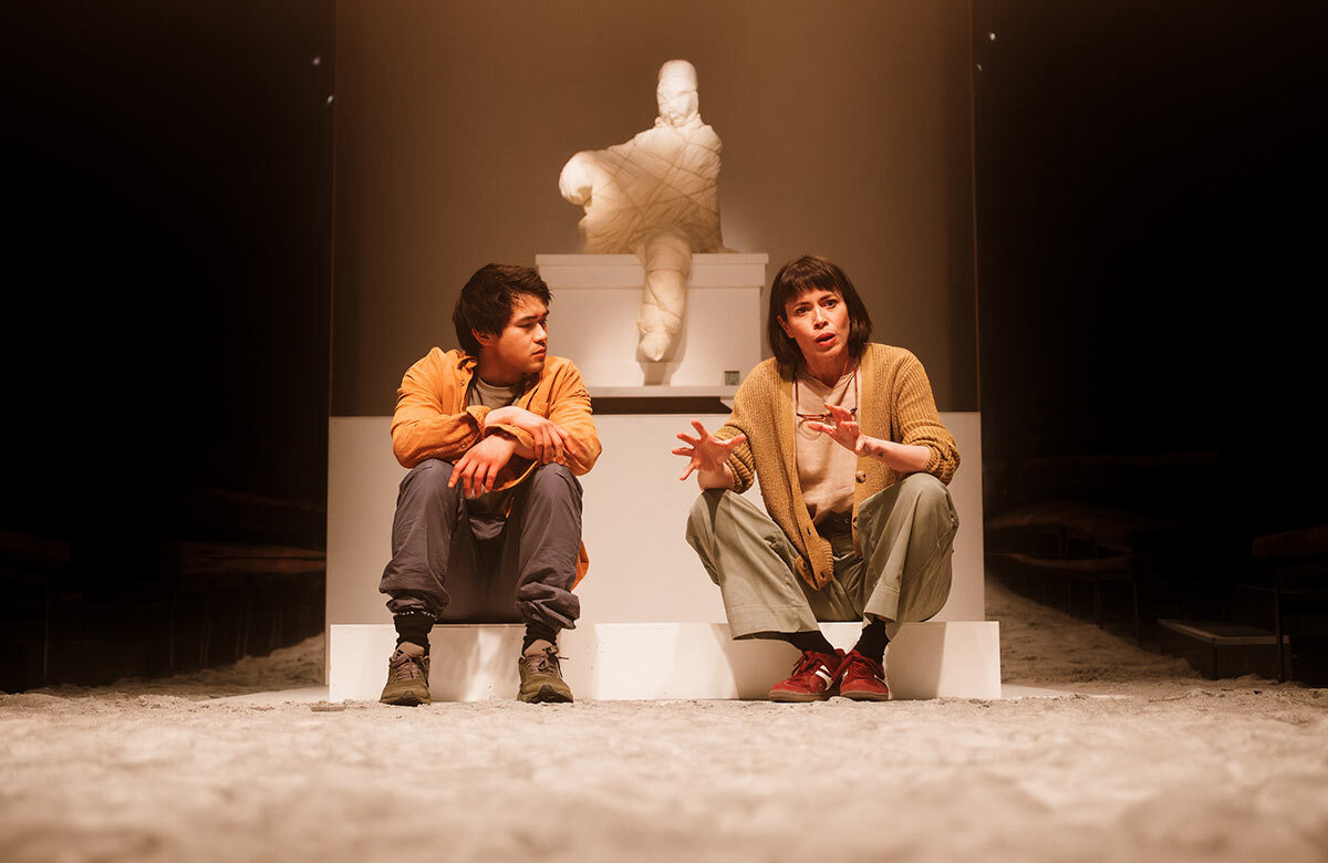Sky Yang and Fiona Hampton in Scenes from a Repatriation at Royal Court Theatre, London. Photo: Alex Brenner