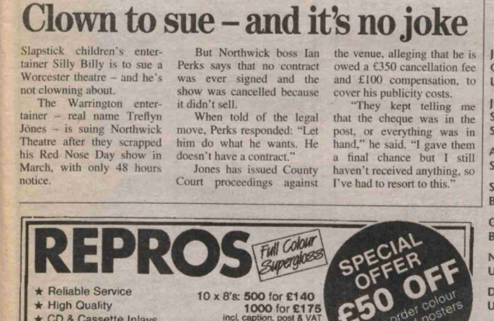 Clipping from the May 4, 1995 edition of The Stage
