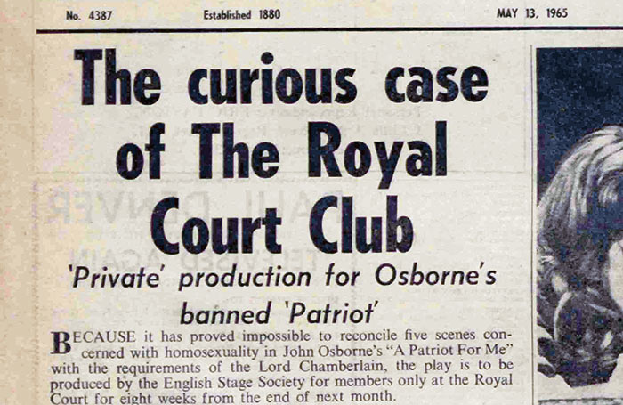 Clipping from the front cover of the May 13, 1965 edition of The Stage Clipping from the front cover of the May 13, 1965 edition of The Stage