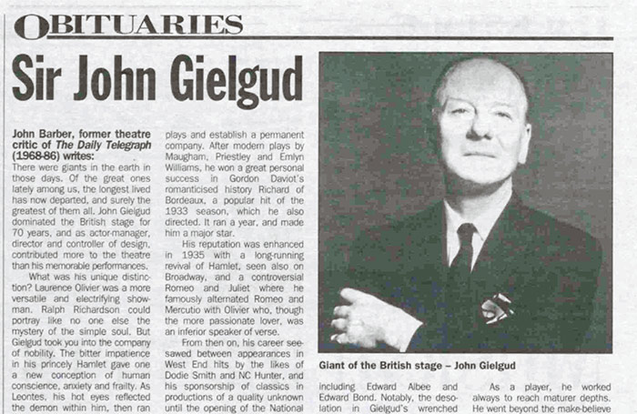 Clipping form The Stage edition of May 25, 2000