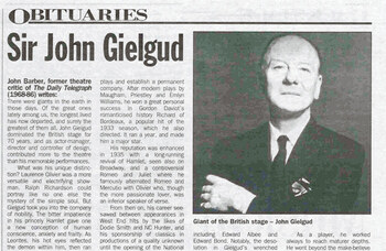 John Gielgud's final bow – 25 years ago in The Stage
