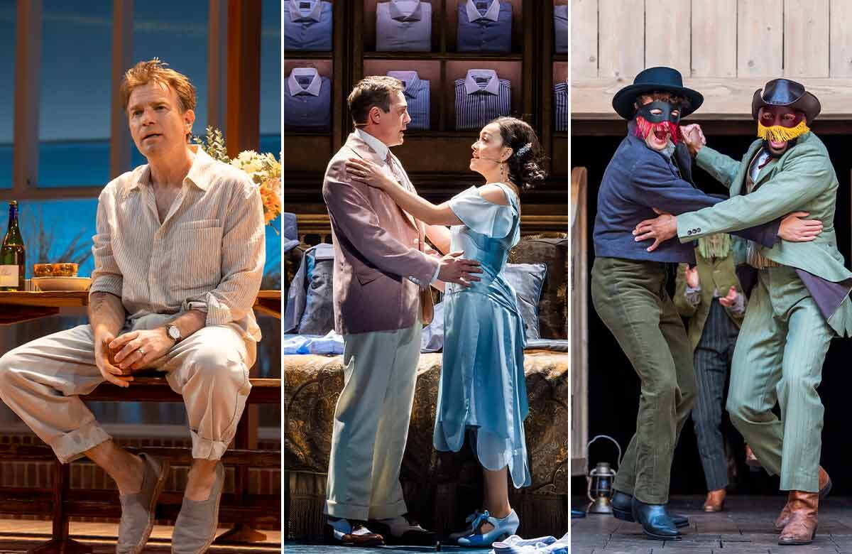 My Master Builder at Wyndham&rsquo;s Theatre, The Great Gatsby at London Coliseum and Romeo and Juliet at Shakespeare's Globe. Photos: Johan Persson/Tristram Kenton