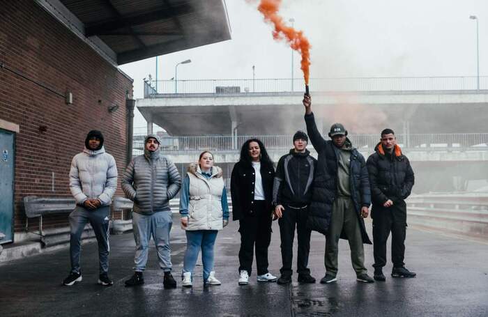 Nikkiel Pinnock, Ibrahim Flaherty, Sarah Manning, Kemmi Gill, Bradley Escalante-Justice, Ezesinachi Onwughalu and Lukas Cervenak in Public Interest. Photo: Daniel Johnson Gray
