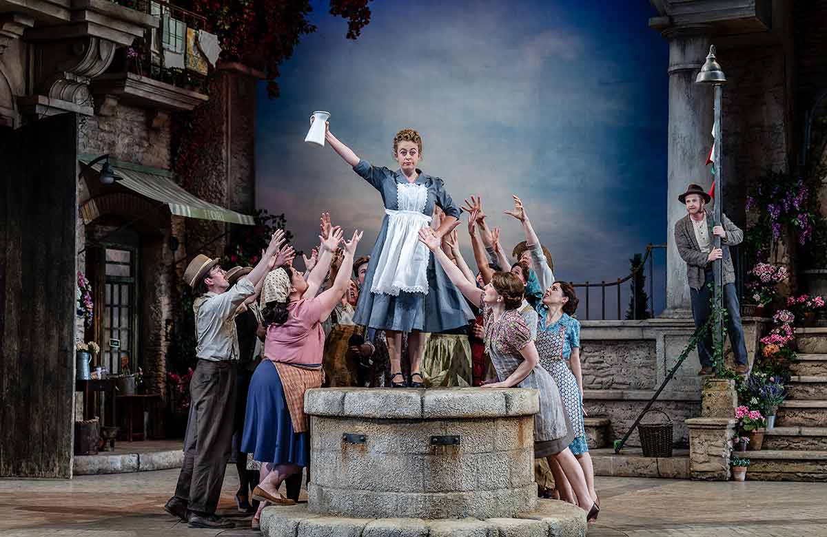 The cast of L'elisir d'amore at Garsington Opera, Wormsley. Photo: Julian Guidera