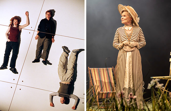 Madeleine Potter, Jo McInnes and Daniel Evans in the 2000 Royal Court production of Sarah Kane&rsquo;s 4:48 Psychosis and Imelda Staunton in Mrs. Warren's Profession, whcih is currently running at the Garric Theatre. Photos: Tristram Kenton/Johan Persson