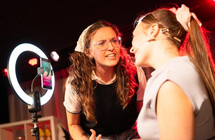 Julia Murray and Yana Harris in Meme Girls at &Ograve;ran M&oacute;r, Glasgow. Photo: Tommy Ga-Ken Wan