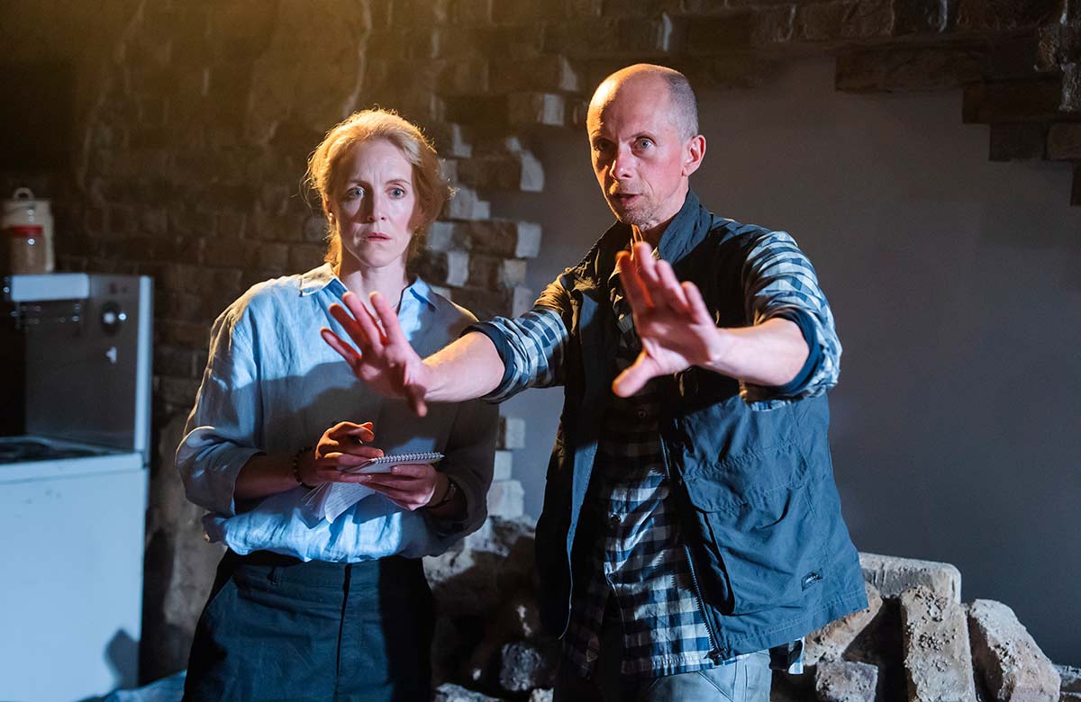Marianne Oldham and Tom Godwin in The Reckoning at the Arcola Theatre, London (2025). Photo: Tristram Kenton