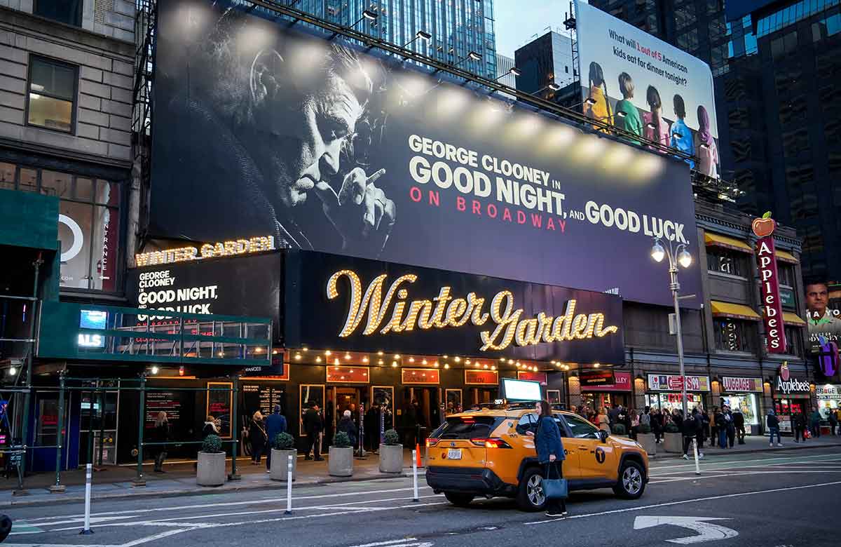 Good Night, and Good Luck, starring George Clooney, at the Winter Garden Theatre on Broadway. Photo: Shutterstock