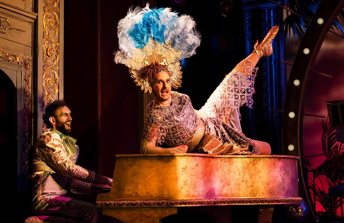 Dylan Townley and Seiriol Davies in How to Win Against History at the Bristol Old Vic. Photo: Pamela Raith Dylan Townley and Seiriol Davies in How to Win Against History at the Bristol Old Vic. Photo: Pamela Raith