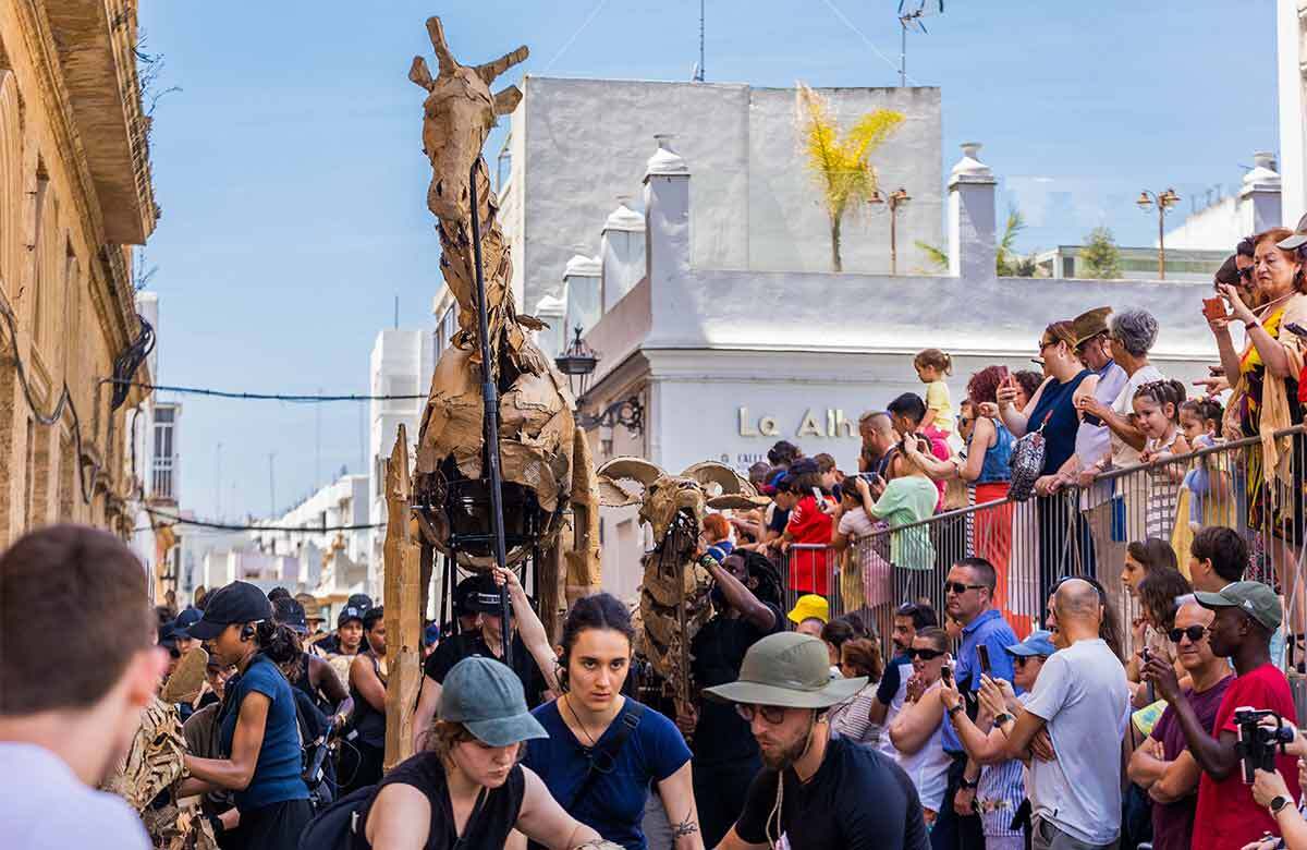 A puppet from The Herds project makes its way through the streets of San Fernando, Cadiz. Photo: Ayuntamiento de San Fernando A puppet from The Herds project makes its way through the streets of San Fernando, Cadiz. Photo: Ayuntamiento de San Fernando