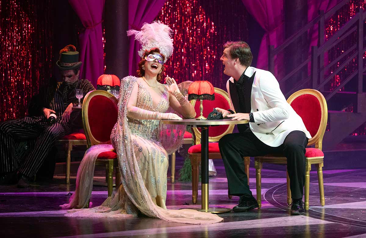 Sylvia Schwartz and Andrew Hamilton in Die Fledermaus at The Grange Festival, Hampshire. Photo: Richard Hubert Smith